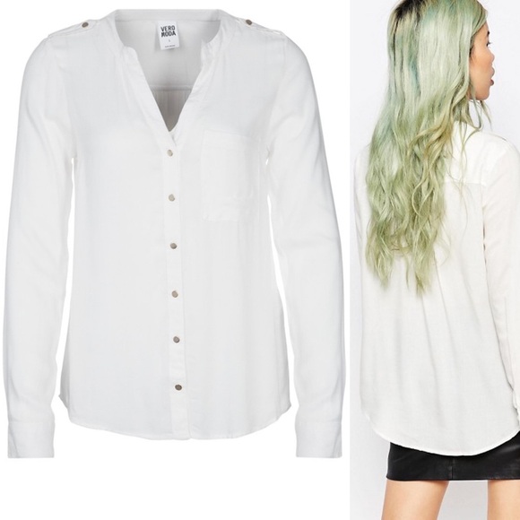 VERO MODA Ivar L/S Button Down Shirt With V Cut & Long Sleeves Red Size Small - Picture 1 of 11